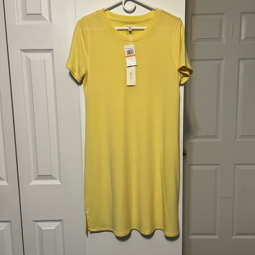 NWT Greige Sunshine T-Shirt Dress. Very Comfortable & Soft Lemon Yellow. Size S